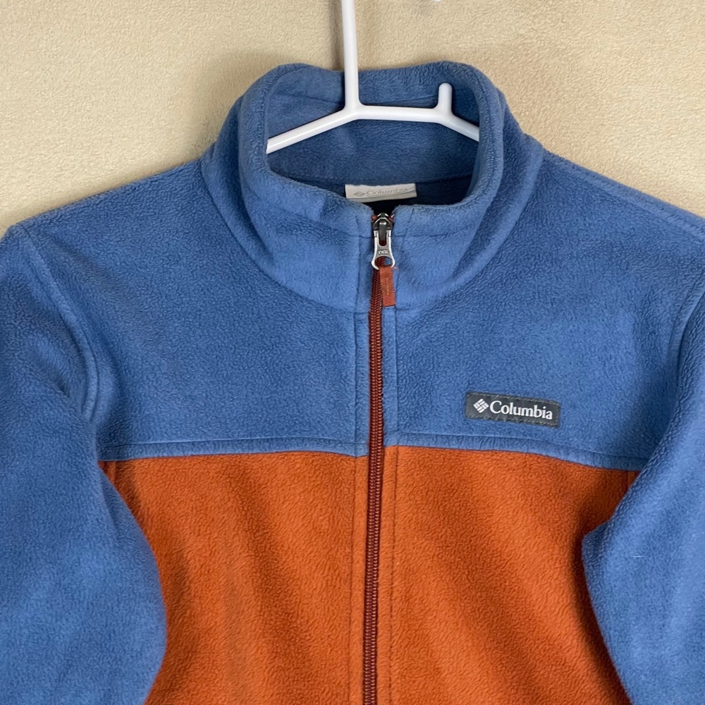 Columbia Fleece Jacket Full Zip Blue Orange Colorblock Youth XL Extra Large - Picture 2 of 10